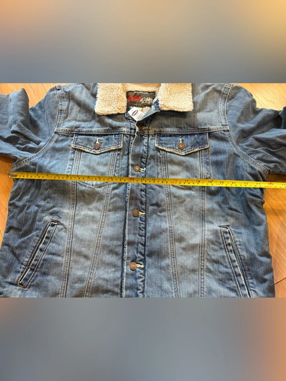 Old Navy Vintage Sherpa Lined Denim Jacket Mens L Blue Trucker NWT